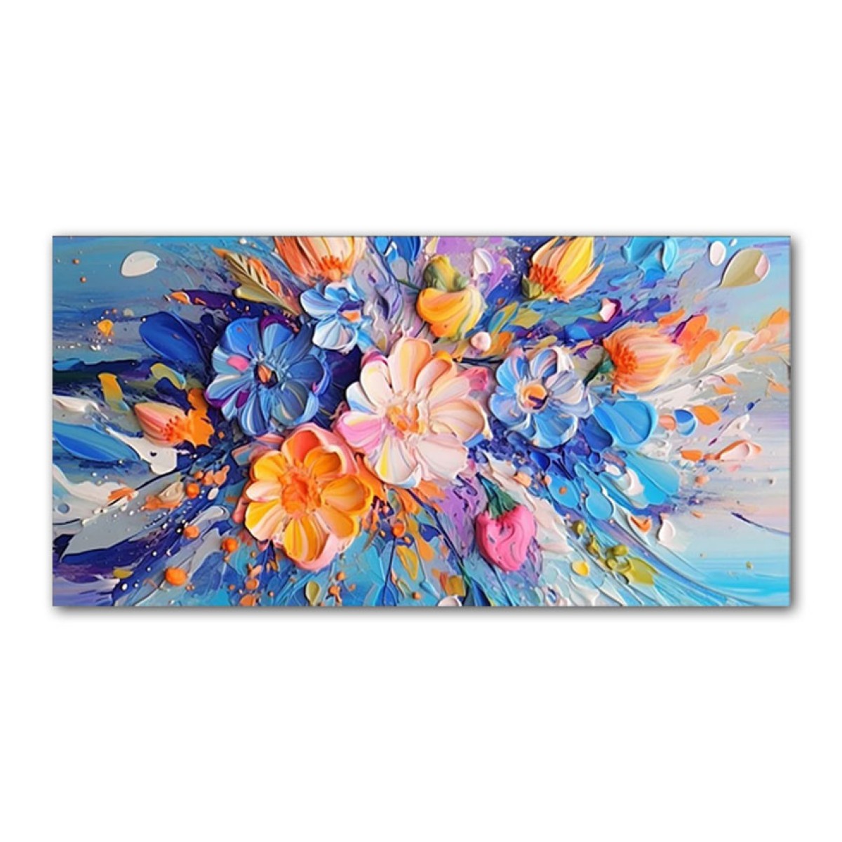 Abstract Colorful Flowers 3d Heavy Textured Partial Oil Painting